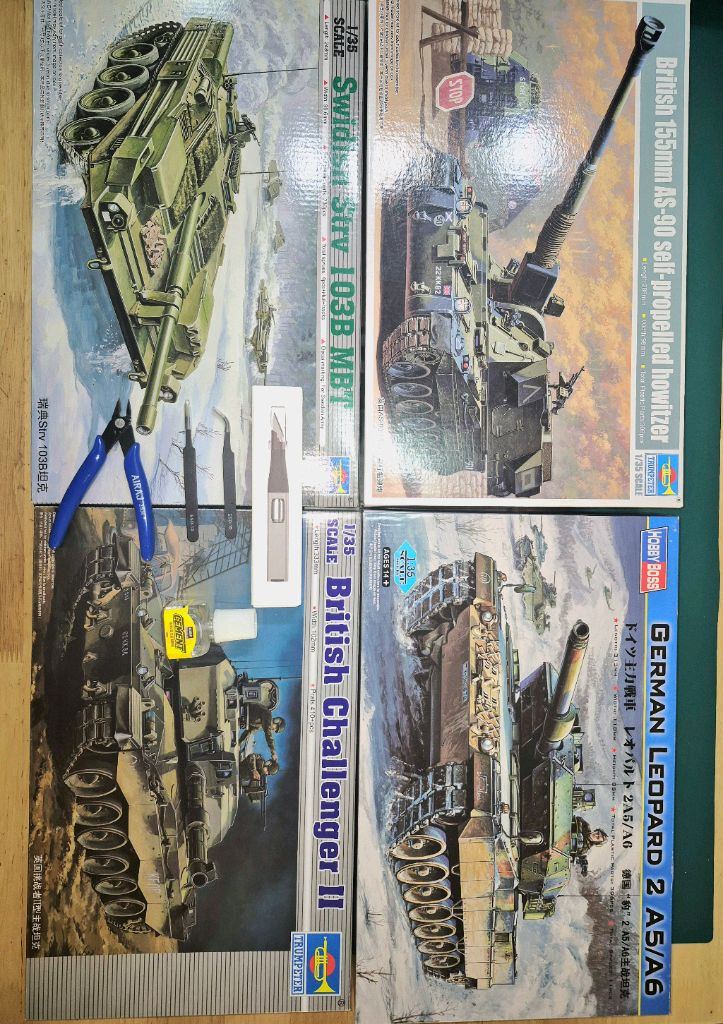 *각종교신가능*밀리터리프라모델1/35현용(유럽주력)전차4종+조립공구5종포함*일괄판매~바람에언덕에서--1