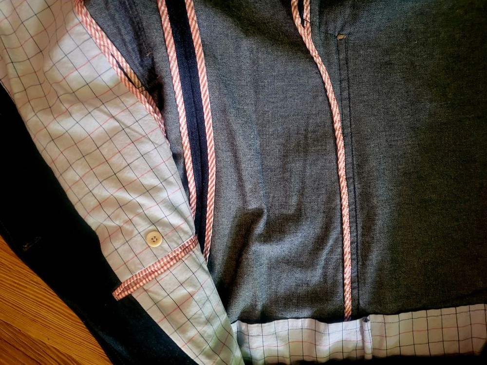 [미사용 새상품] 옴부르노 양가죽배색 데님 정장자켓--4