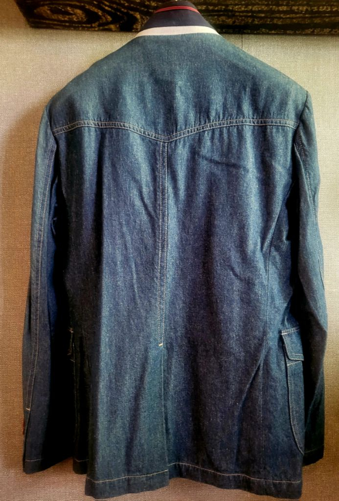 [미사용 새상품] 옴부르노 양가죽배색 데님 정장자켓--5