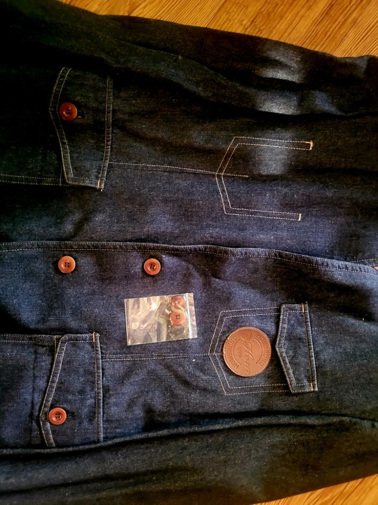 [미사용 새상품] 옴부르노 양가죽배색 데님 정장자켓--7