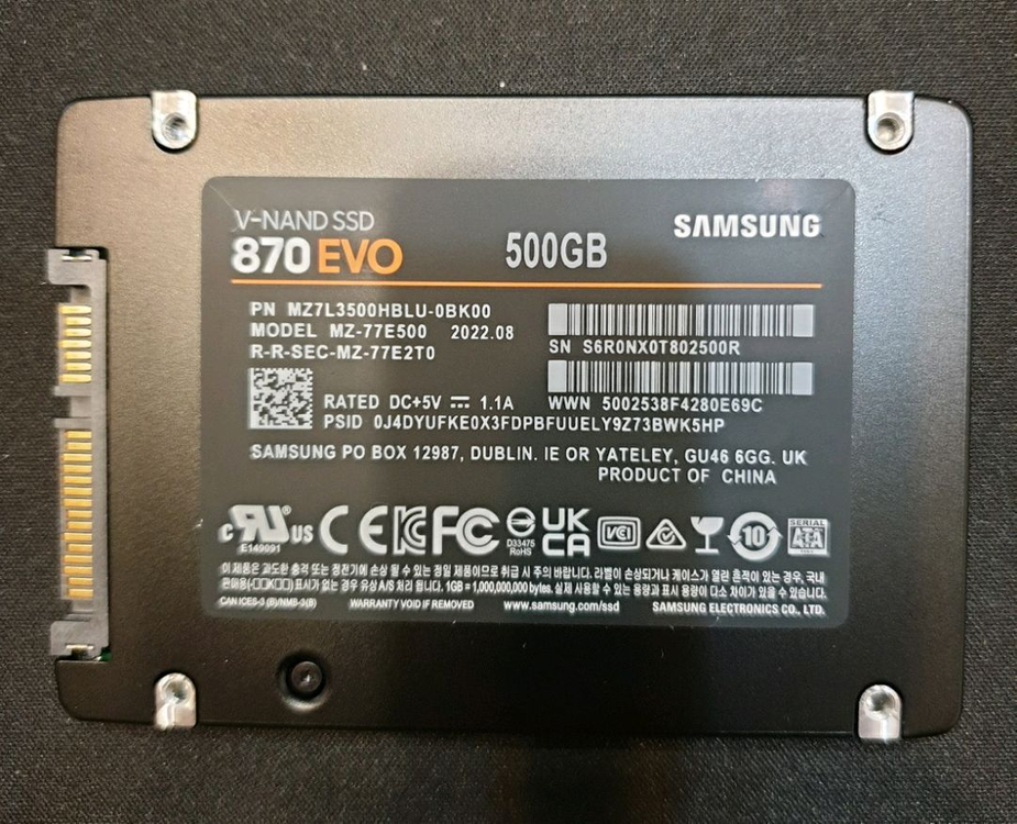 SSD 삼성 사타 870 500GB(기가)/윈10,11 24년 문서--2