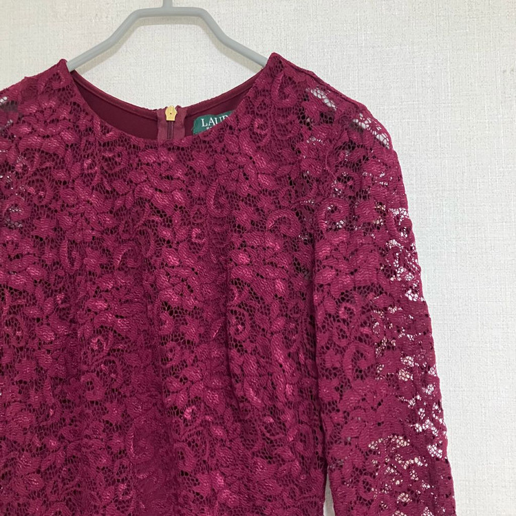 폴로 랄프로렌 레이스 원피스 버건디--1