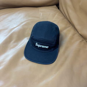 슈프림 캠프캡 모자 박스로고 워시드 블랙