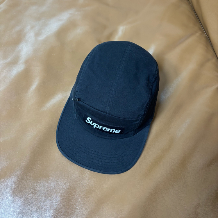 슈프림 캠프캡 모자 박스로고 워시드 블랙--4