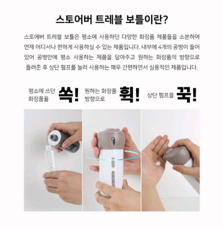 스토에버 트래블보틀 여행용 소분 공병 4in1 디스펜서(새제품) 이미지