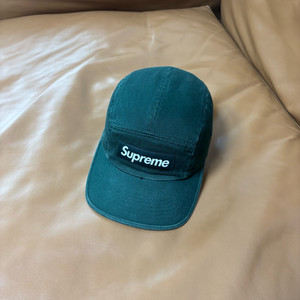 슈프림 캠프캡 모자 박스로고 워시드 그린