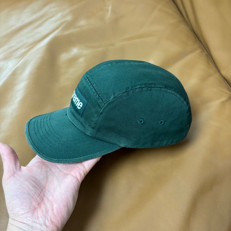 슈프림 캠프캡 모자 박스로고 워시드 그린--3