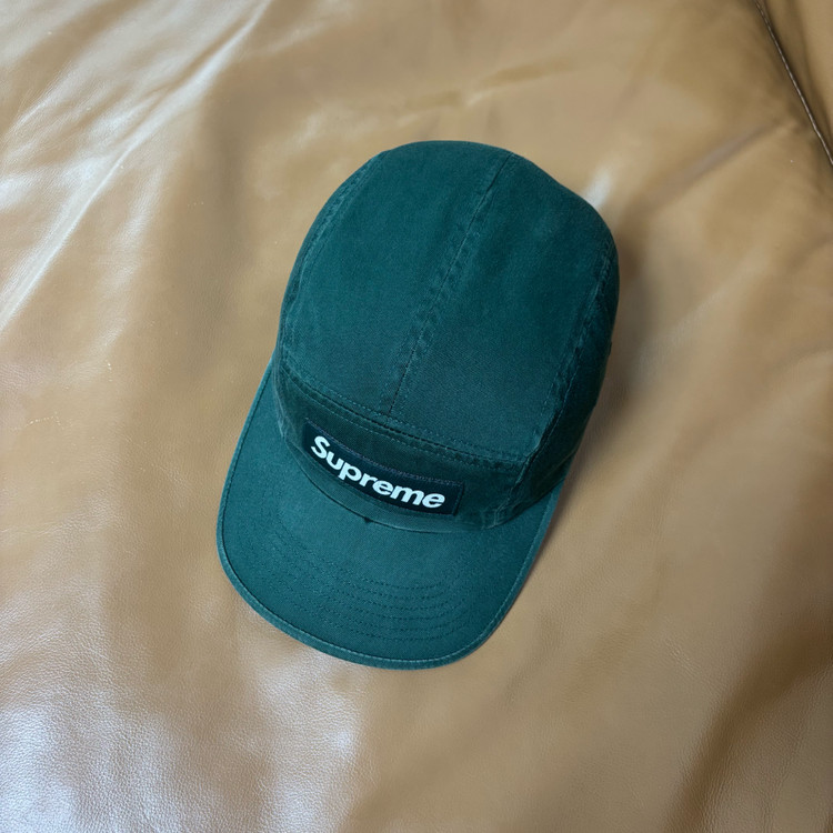 슈프림 캠프캡 모자 박스로고 워시드 그린--4