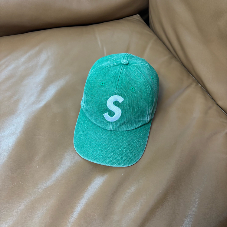 슈프림 S로고 볼캡 모자 워시드 그린--0