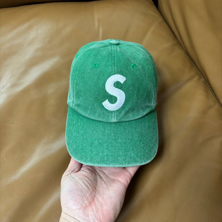 슈프림 S로고 볼캡 모자 워시드 그린--1