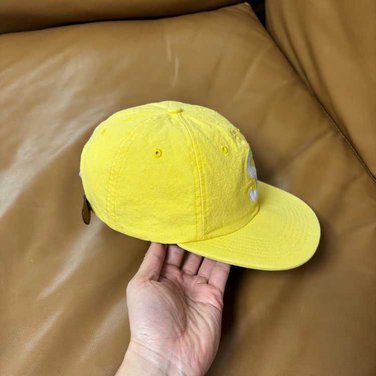 슈프림 S로고 볼캡 모자 워시드 옐로우--2