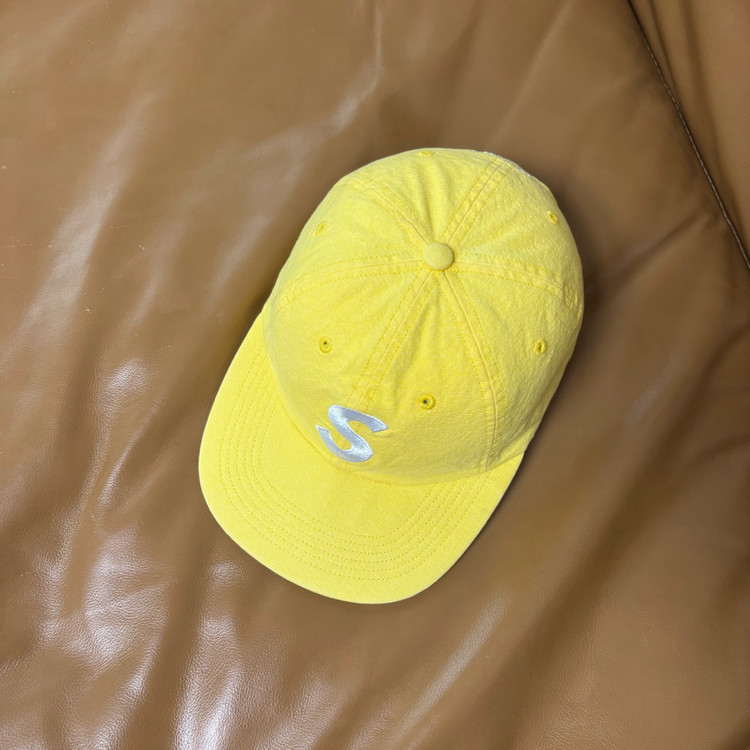 슈프림 S로고 볼캡 모자 워시드 옐로우--4