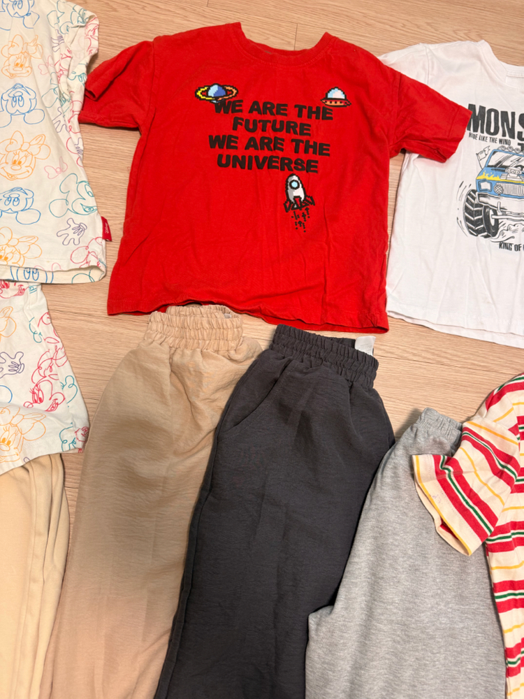 여름 옷 아동복 반바지 티셔츠 모자 상하 35장 일괄 120-130--4