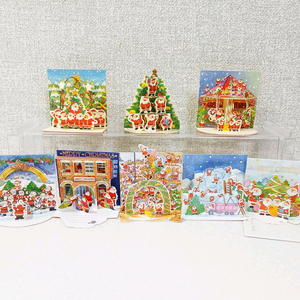 [산리오] 빈티지 고전문구 크리스마스 미니 입체 팝업 카드 레어_0050