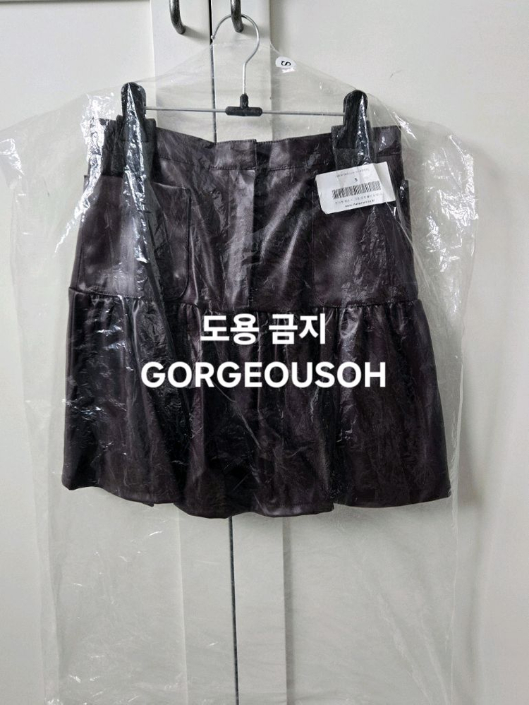 (새상품) 더로랑 바비 레더 스커트 보르도와인 S 이미지