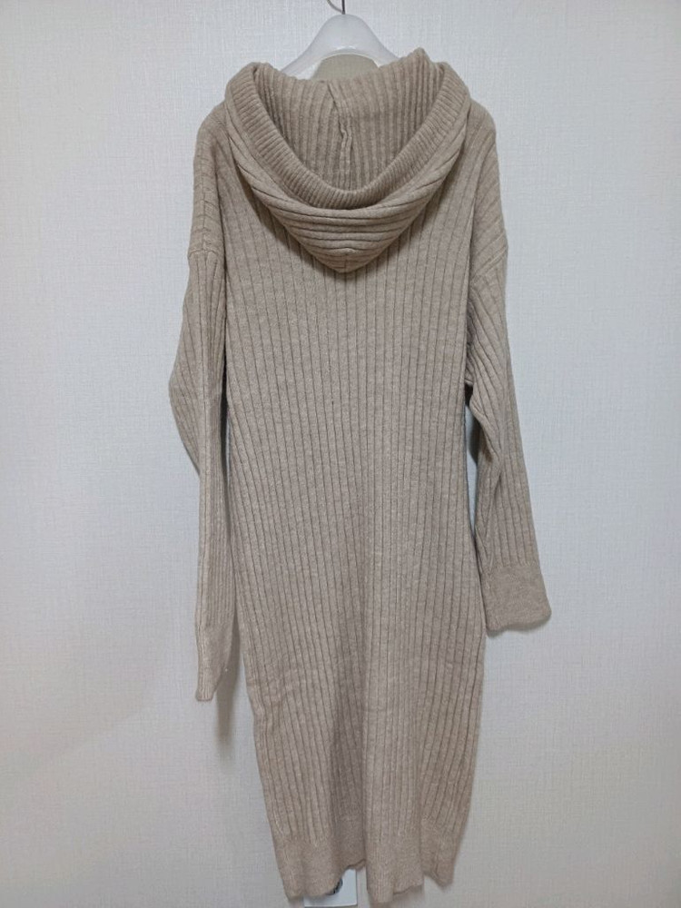 니트 후드 원피스 아이보리 FREE--7