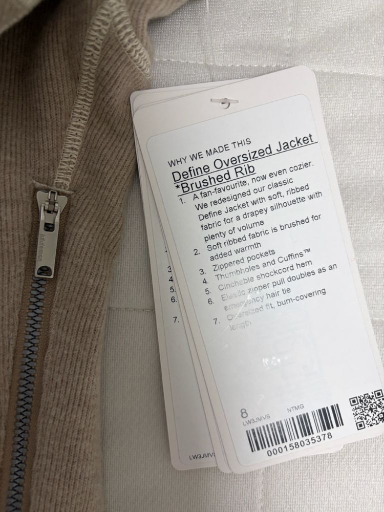 룰루레몬 디파인 오버사이즈드 재킷 브러시드 리브드 8사이즈 판매합니다--1