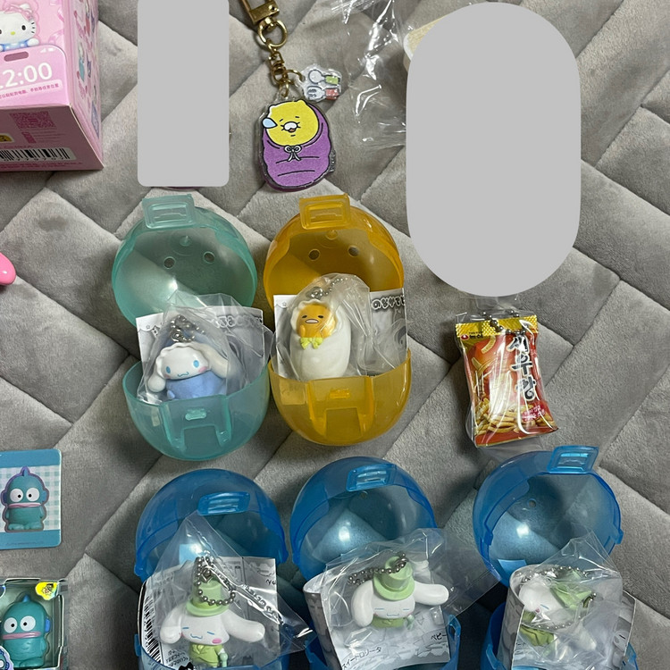 산리오 키티 마멜 히퍼 쌀알피규어 가챠 한교동 농심 과자 새우깡 베이비 구데타마 시나모롤 잘자요 쿠로미 마이멜로디--4