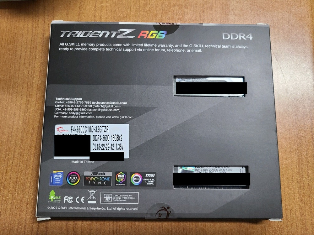 G.SKILL TRIDENT Z RGB F4-3600C18D-32GTZR (DDR4 16G * 2EA 총 32GB)--1