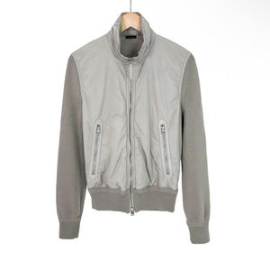 [46] TF 톰포드 남성 울 니트 하이넥 집업 패널 패딩 자켓 그레이 이미지