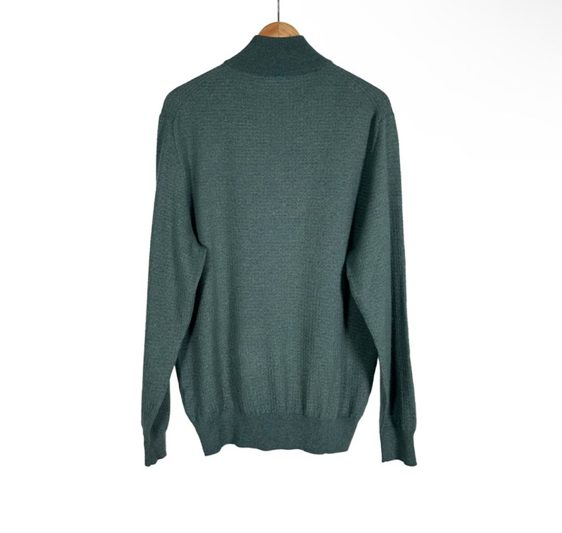 56] 로로피아나 실크 캐시미어 카라 하프 반집업 니트--2