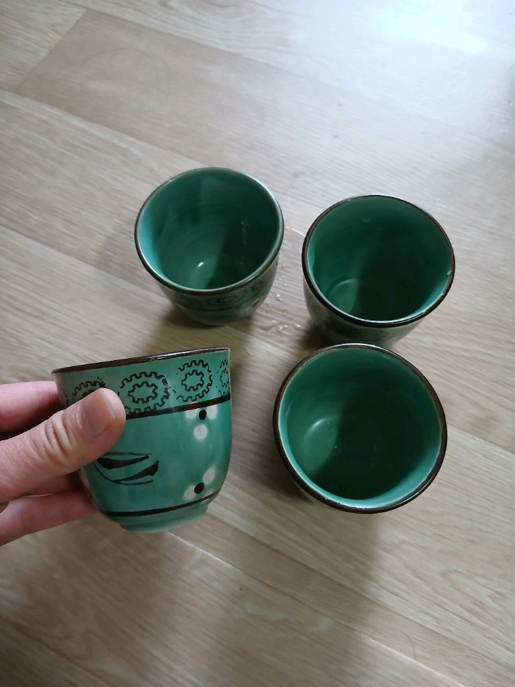 청자 차주전자+찻잔세트--3