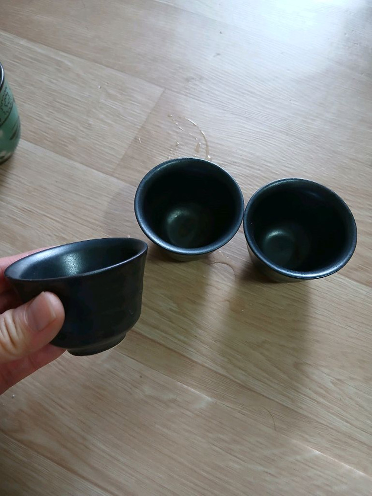 청자 차주전자+찻잔세트--4