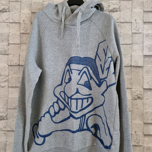 MLB 그레이 인디언자수 후드 티,남녀공용