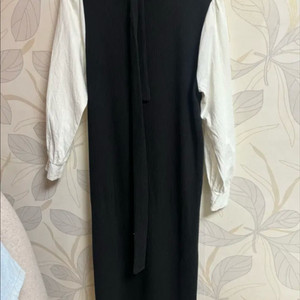 배색 롱 원피스