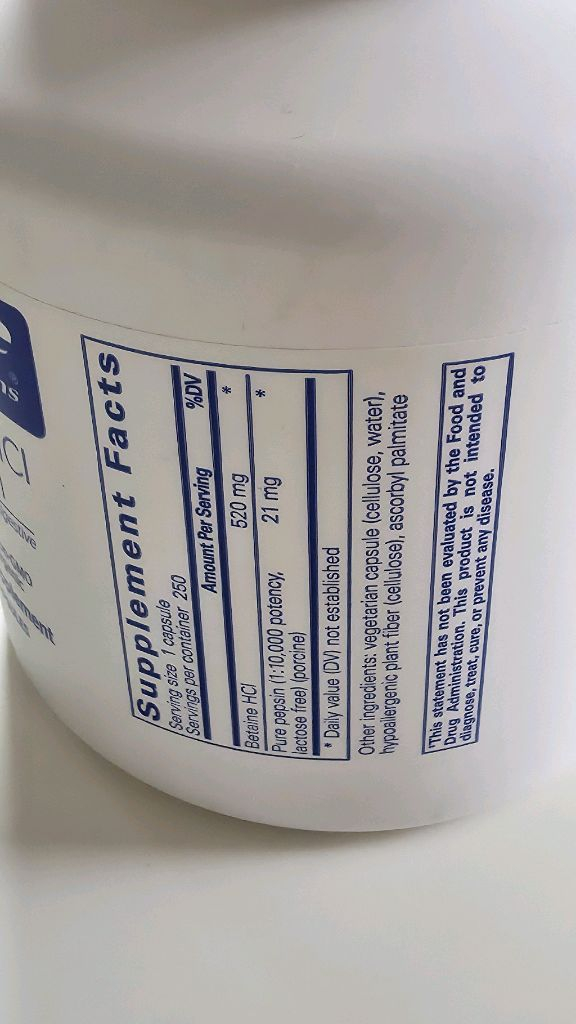 (새상품) 퓨어인캡슐레이션 베타인 HCL 펩신 250캡슐--1