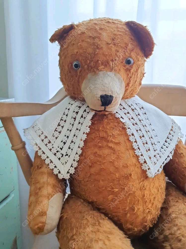 레어) 오리지널 프랑스 앤틱 대형 모헤어 테디베어 곰인형 카페인테리어소품--2