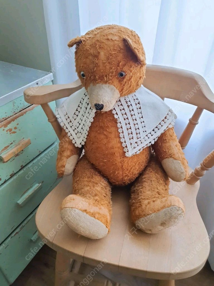 레어) 오리지널 프랑스 앤틱 대형 모헤어 테디베어 곰인형 카페인테리어소품--3