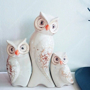 택.포)금전운과 명예운을 부르는 부엉이가족 도자기세트