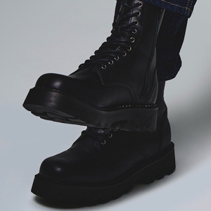 클레용 7cm 스퀘어토 청키솔 지퍼 워커 부츠 구두