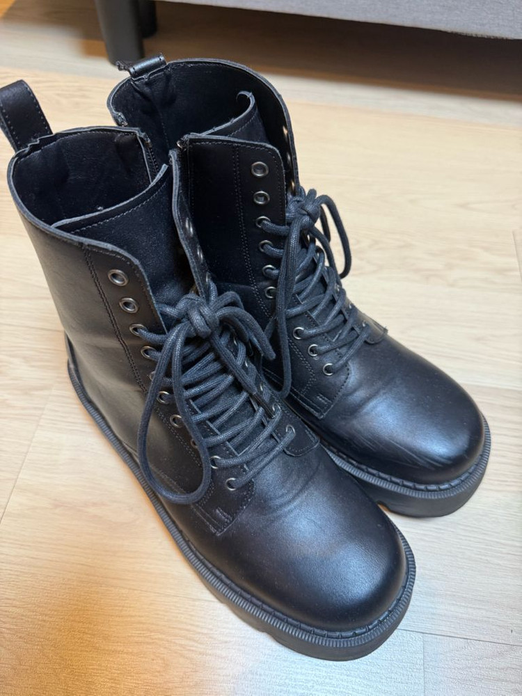 클레용 7cm 스퀘어토 청키솔 지퍼 워커 부츠 구두--1