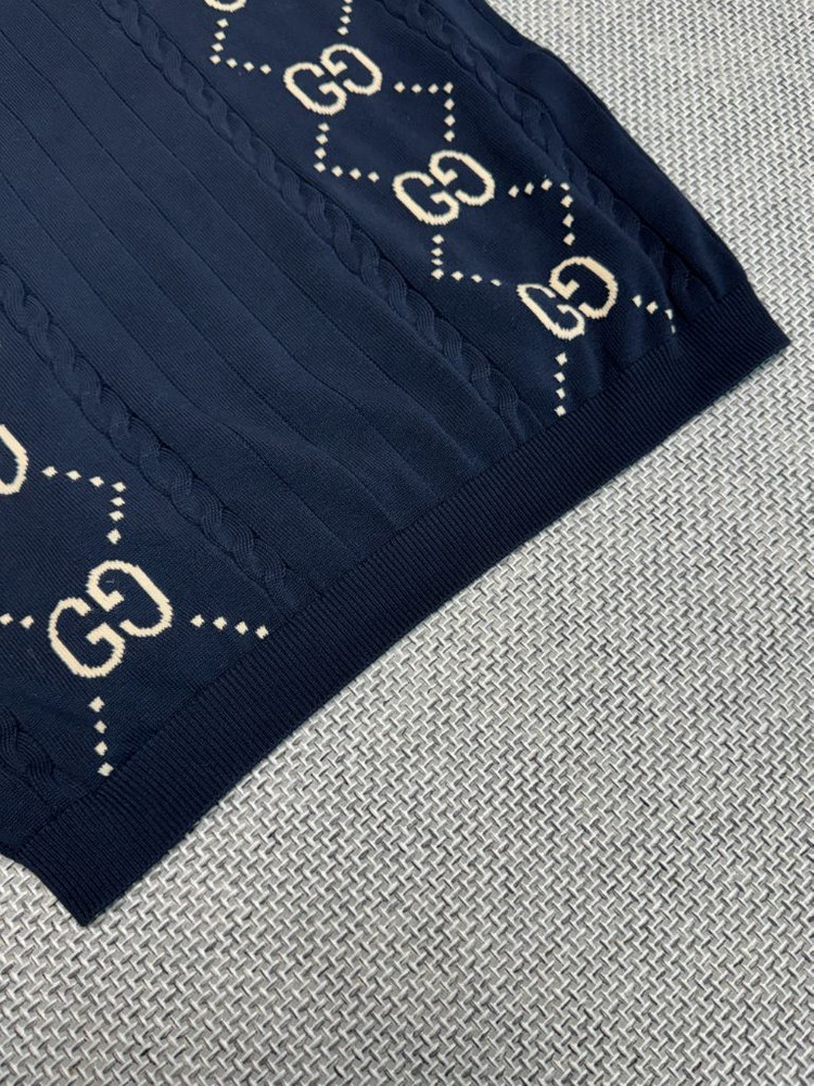 구찌 GG 니트 반팔 카라티--1