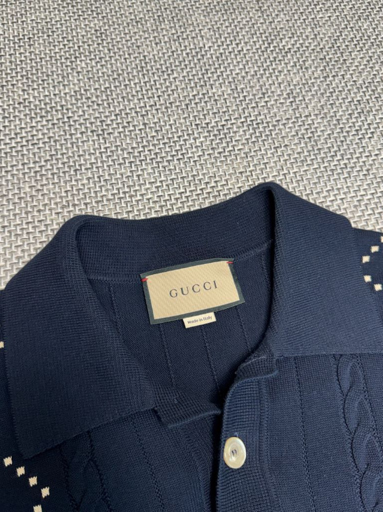 구찌 GG 니트 반팔 카라티--4