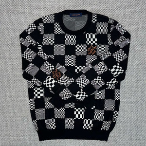 루이비통 다미에 크루넥 체크 니트