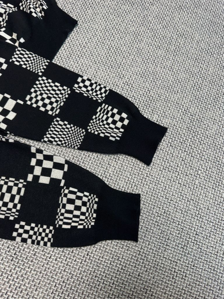 루이비통 다미에 크루넥 체크 니트--2