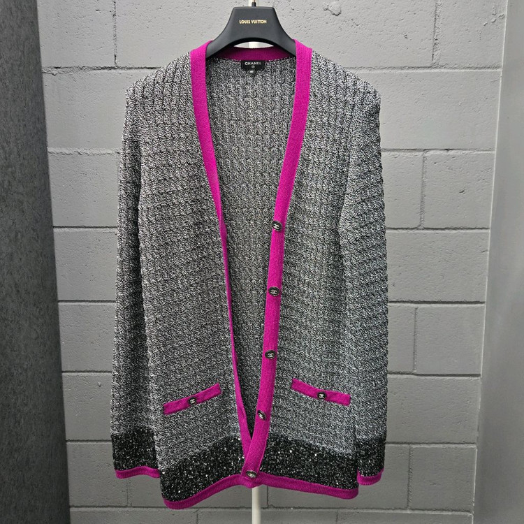 백화점판 / 샤넬 CC 메탈릭 캐시미어 가디건 40--1