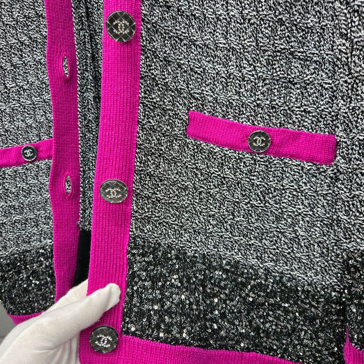 백화점판 / 샤넬 CC 메탈릭 캐시미어 가디건 40--2