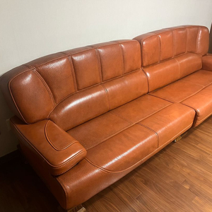 다우닝 물소 천연가죽 4인용 소파