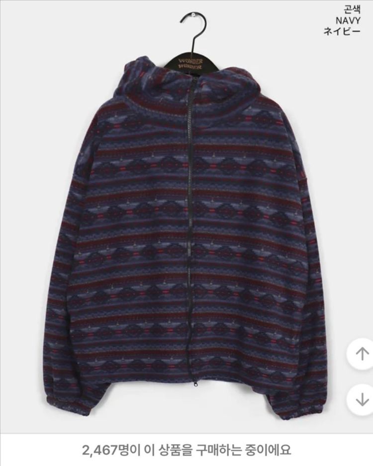 원더원더 우닌 빈티지 노르딕 후리스 투웨이 후드집업 플리스 에이블리 지그재그--1