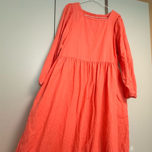 디자이너 린넨 오렌지 레이스 디테일 롱원피스 66778899사이즈 프리