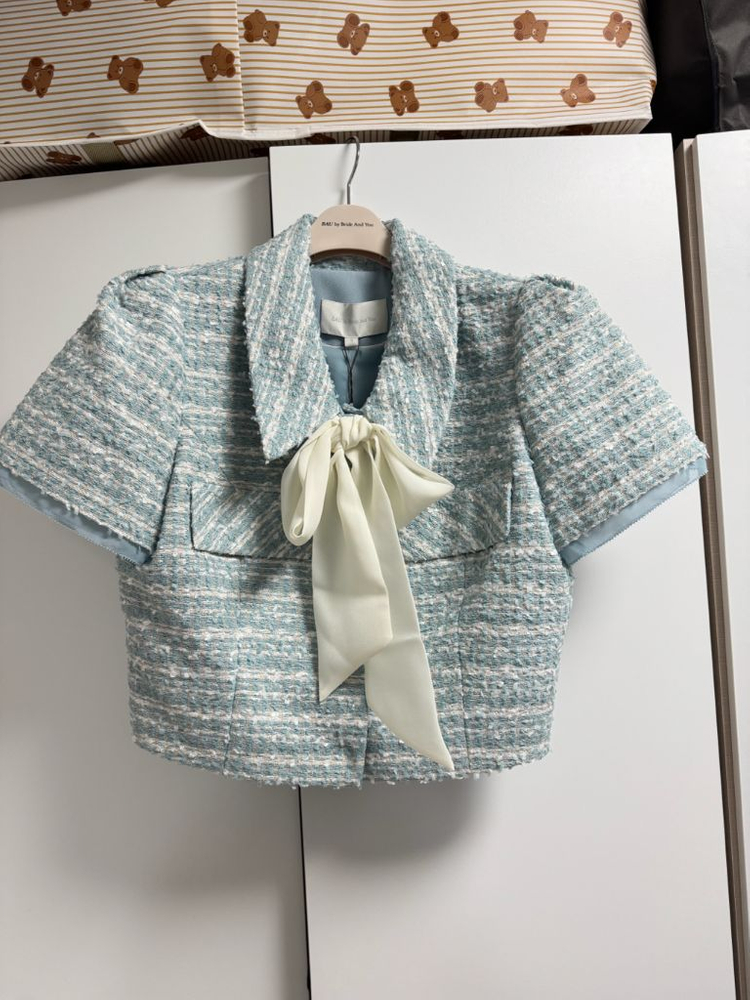 브라이드앤유 민트 트위드 반팔 자켓 (새상품/택있음)--1