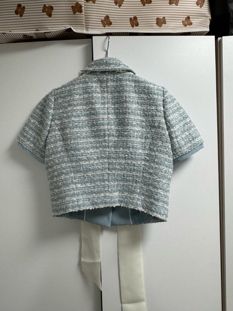 브라이드앤유 민트 트위드 반팔 자켓 (새상품/택있음)--2