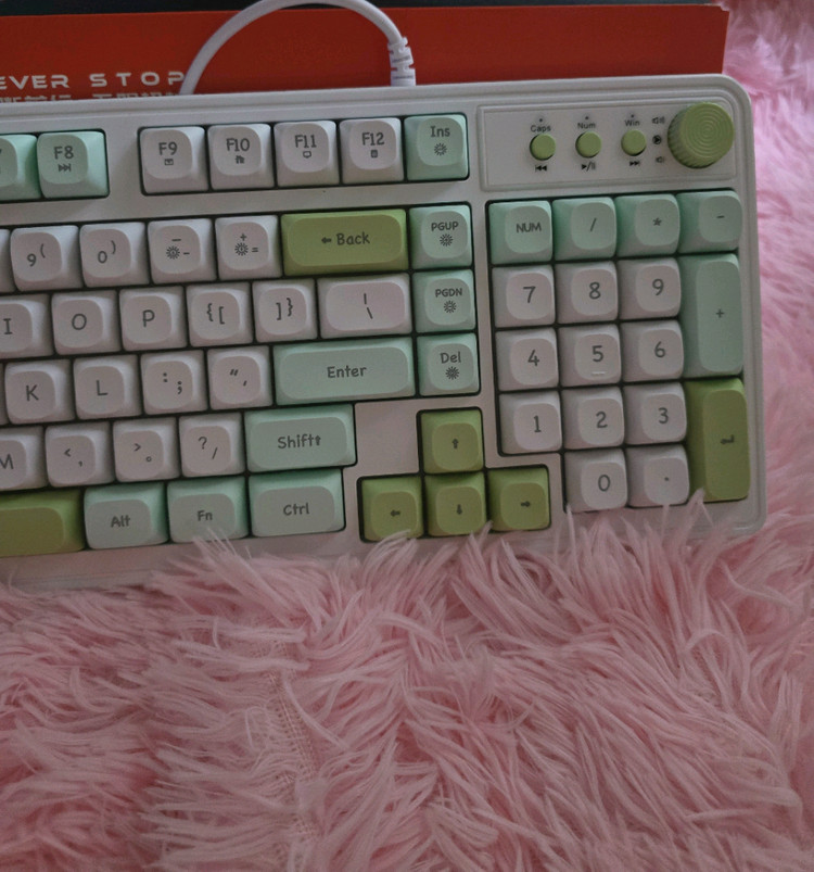파스텔 아이보리 그린 멤브레인 키보드 새상품--3