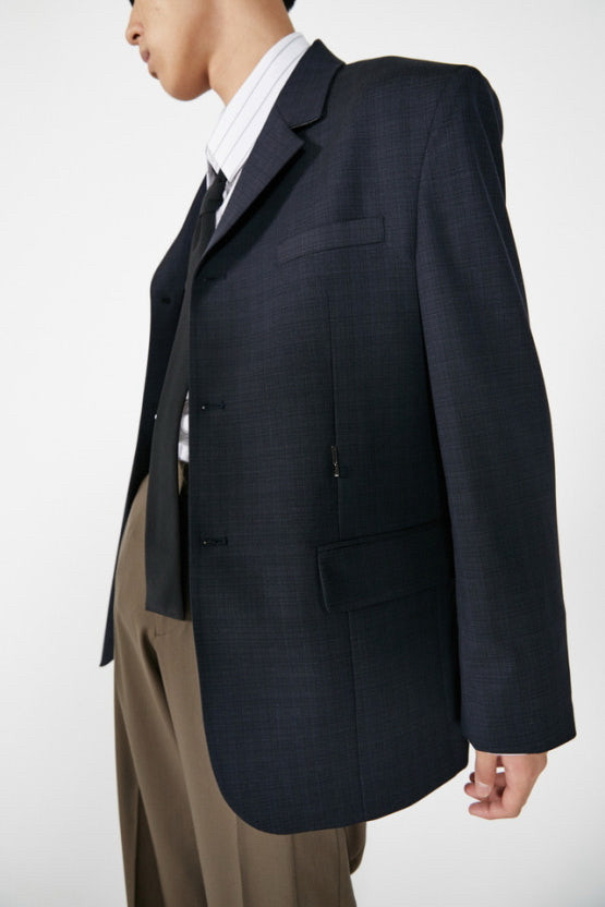 [M] STU 3버튼 블레이저 네이비 체크 이미지