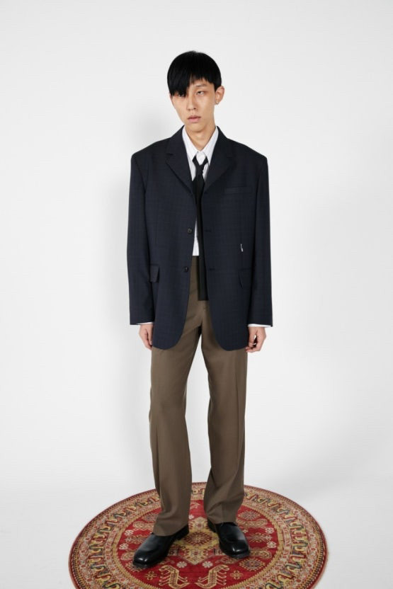 [M] STU 3버튼 블레이저 네이비 체크 이미지