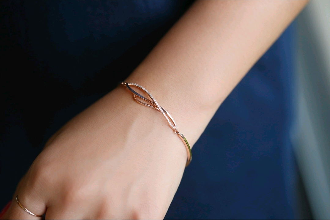 14k 더주얼 라인 반 뱅글 팔찌--2